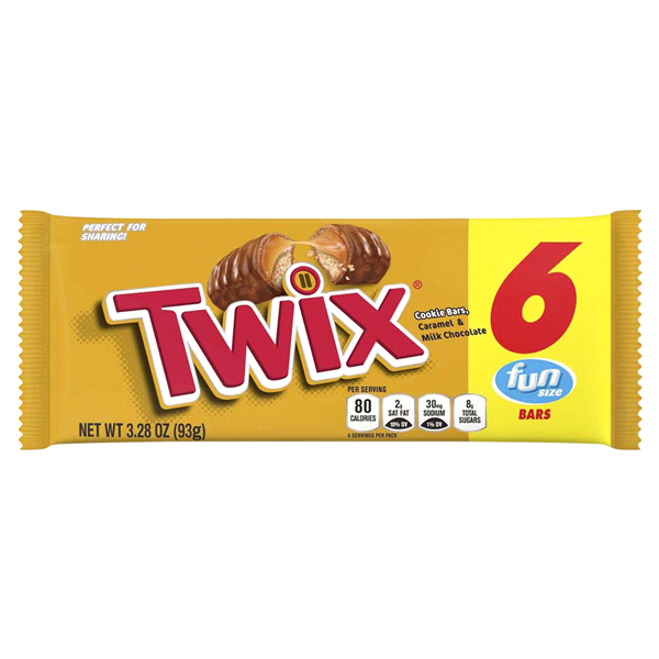 Twix Caramel Fun Size, 6 Ct, 3.28 Oz