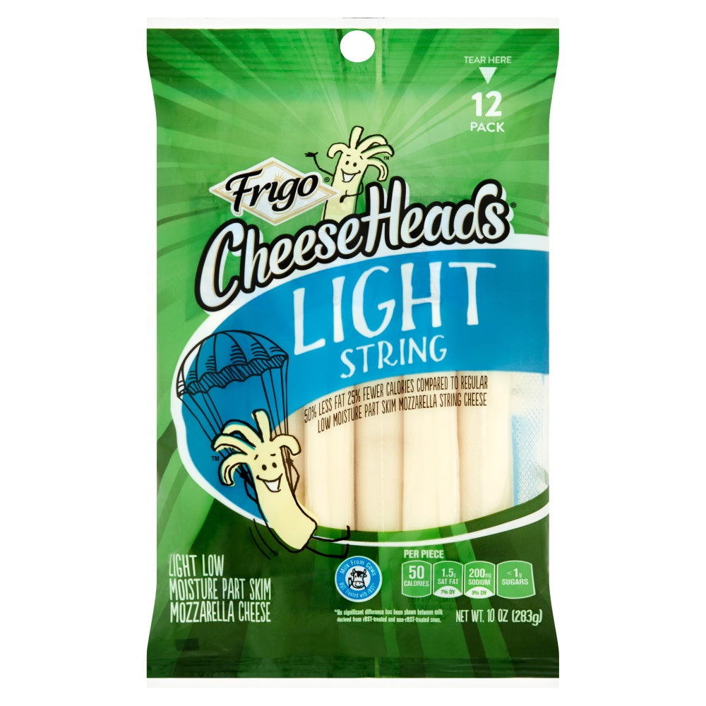 Frigo Cheeseheads Light Mozzarella String Cheese, 10 Oz, 12 Ct