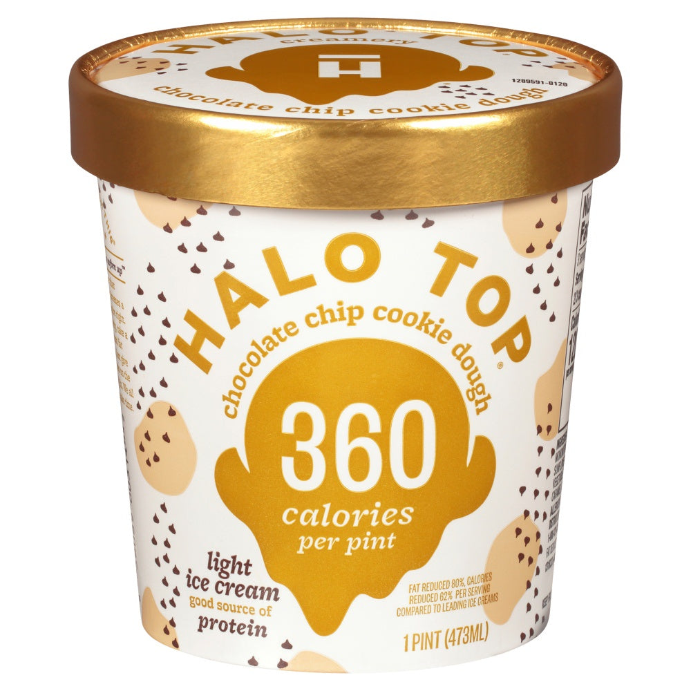 Halo Top Chocolate Chip Cookie Dough Light Ice Cream, 16 Oz