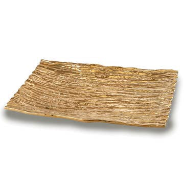 Gold Tree Bark Tray, 15.5" x 8.75"