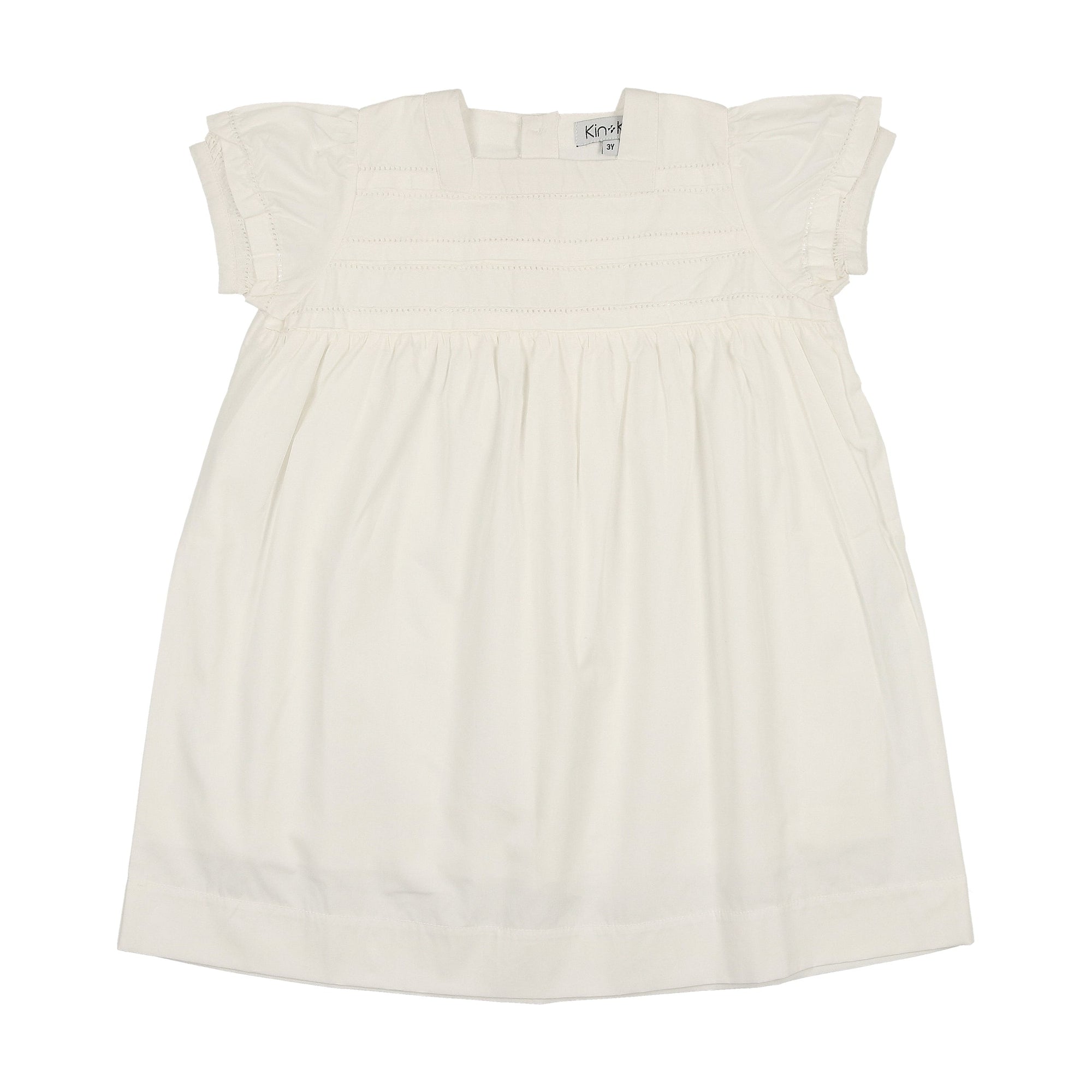 Kin + Kin White Picot Tape Short Sleeve Dress - 4Y