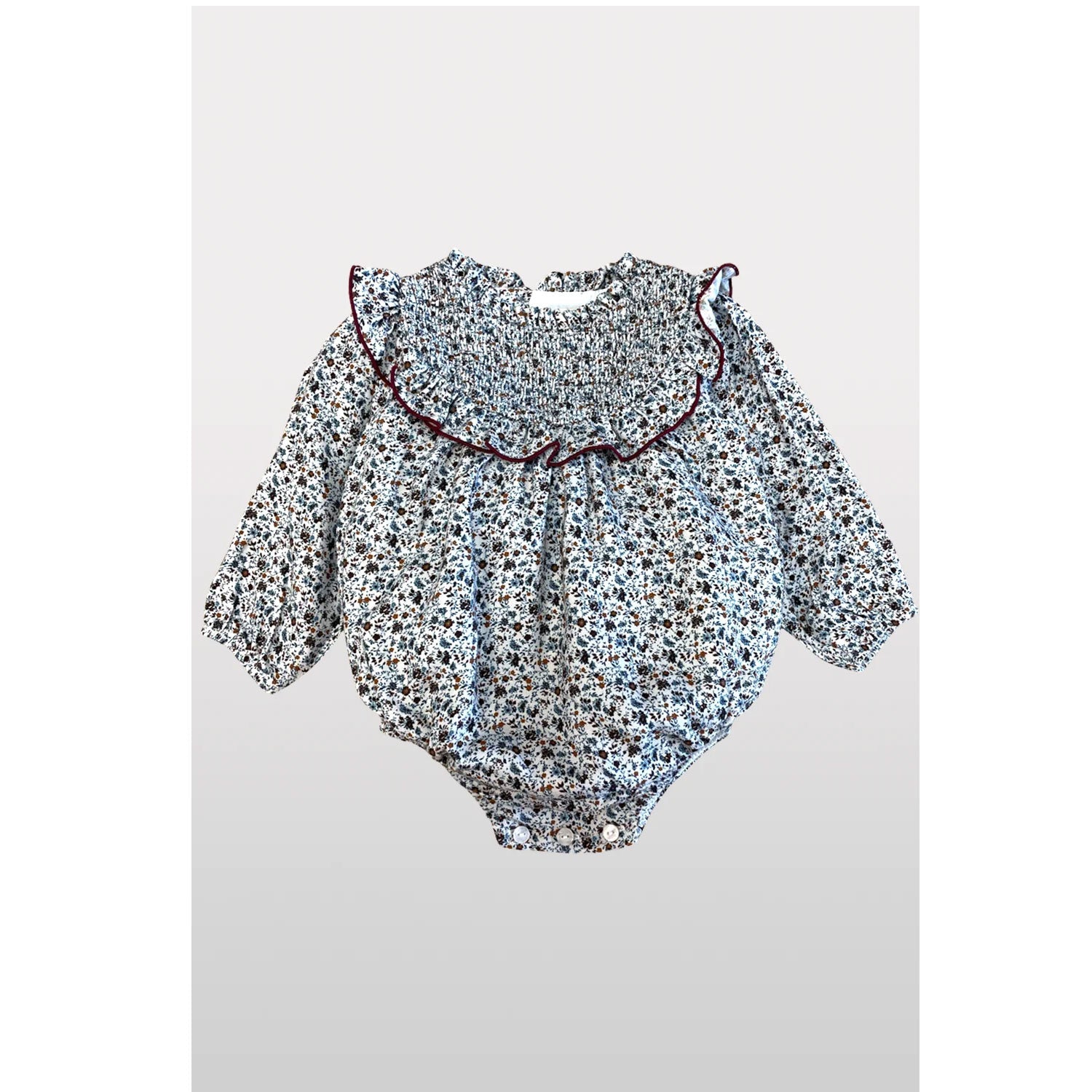 Nueces Burgundy Floral Ganada Romper - 12m