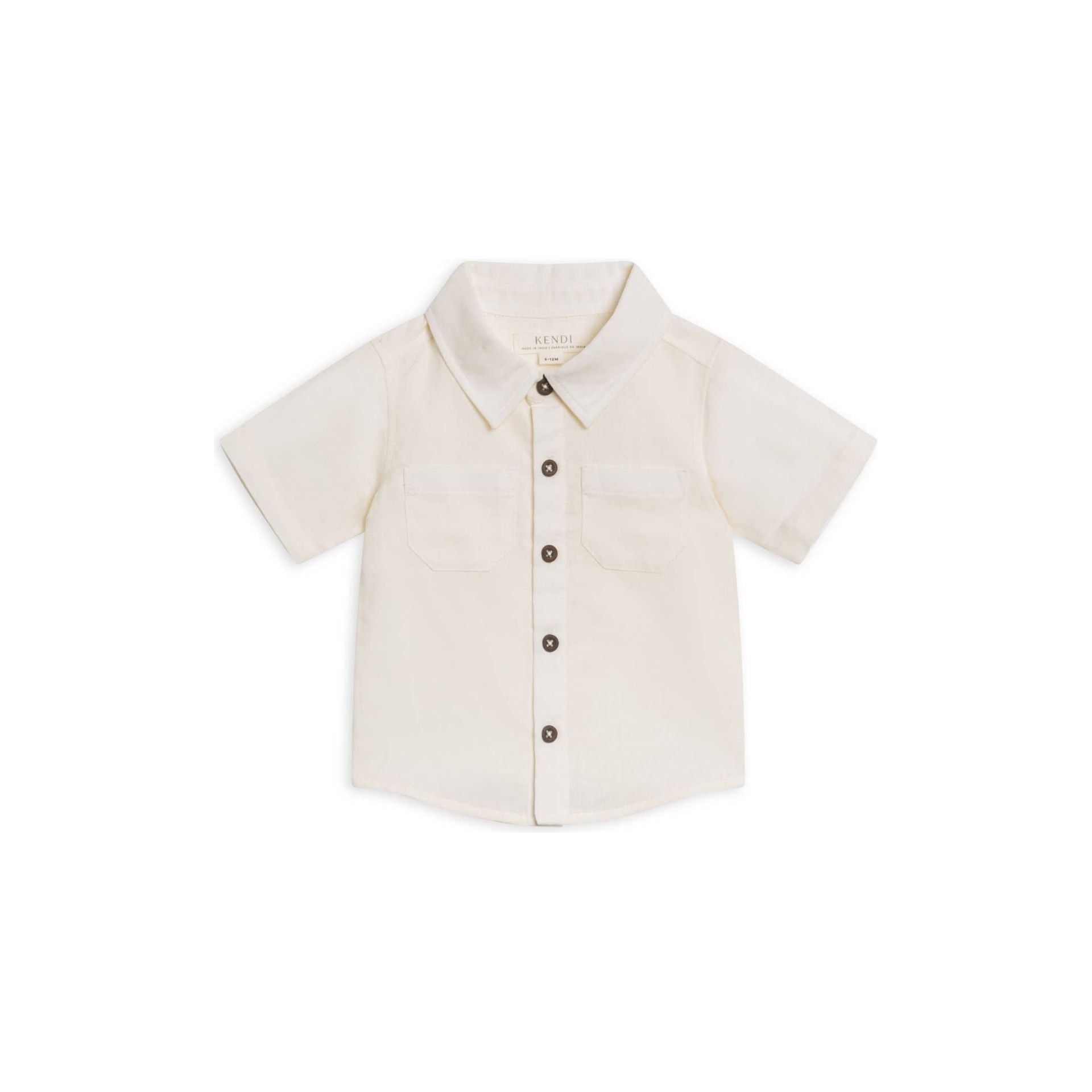 Colored Organics Baby Graham Linen Collared Button Down Coconut | 4T