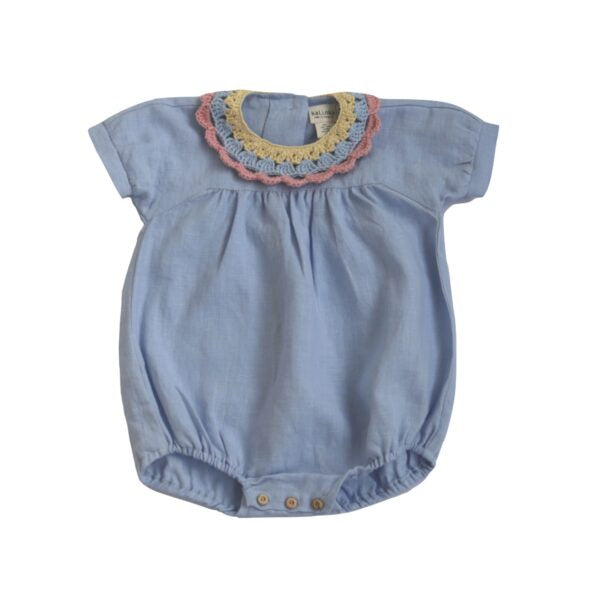 Kalinka Dusty Blue Maria Romper - 12M