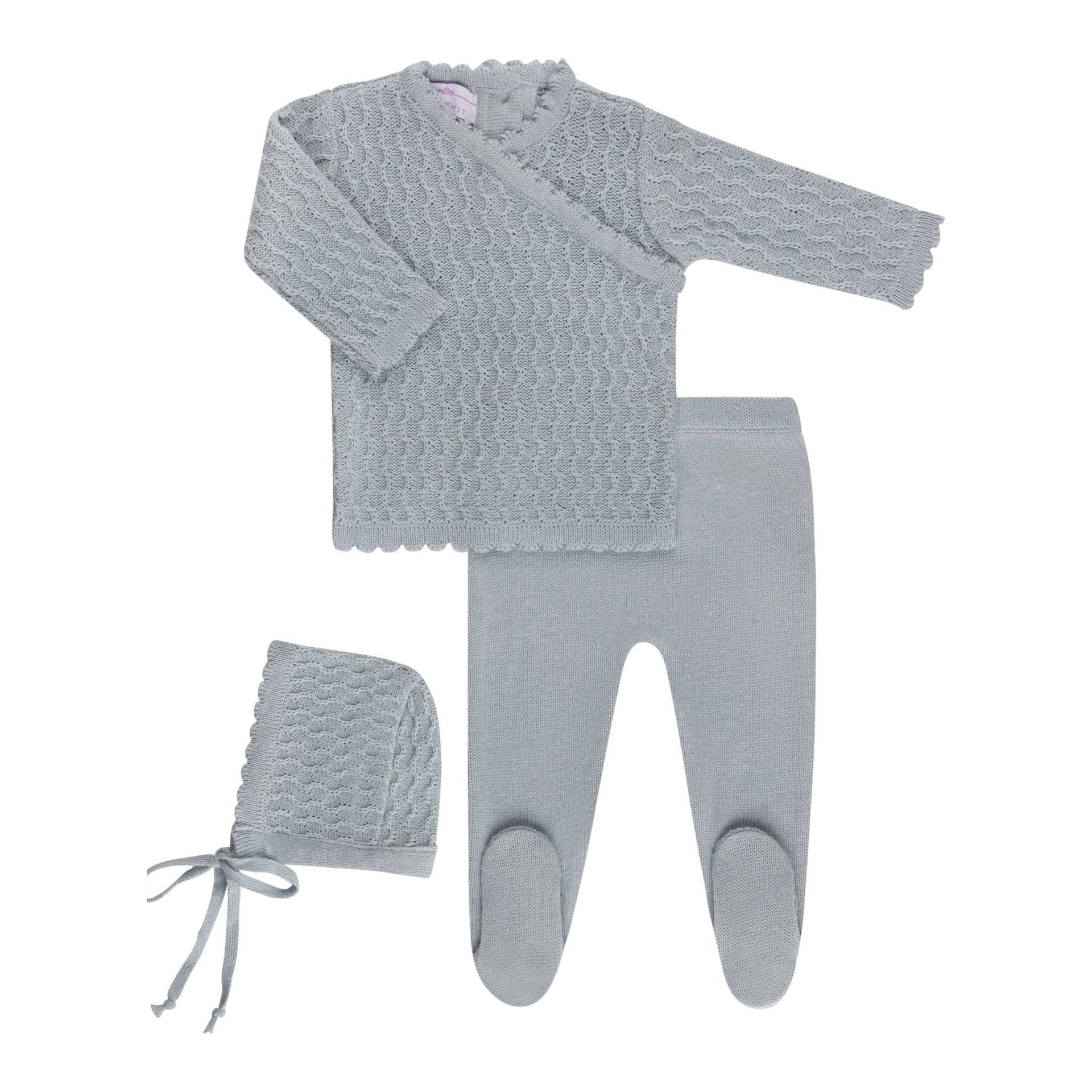 Bon Knit Raz Layette Set ~ Powder Blue 3-6m