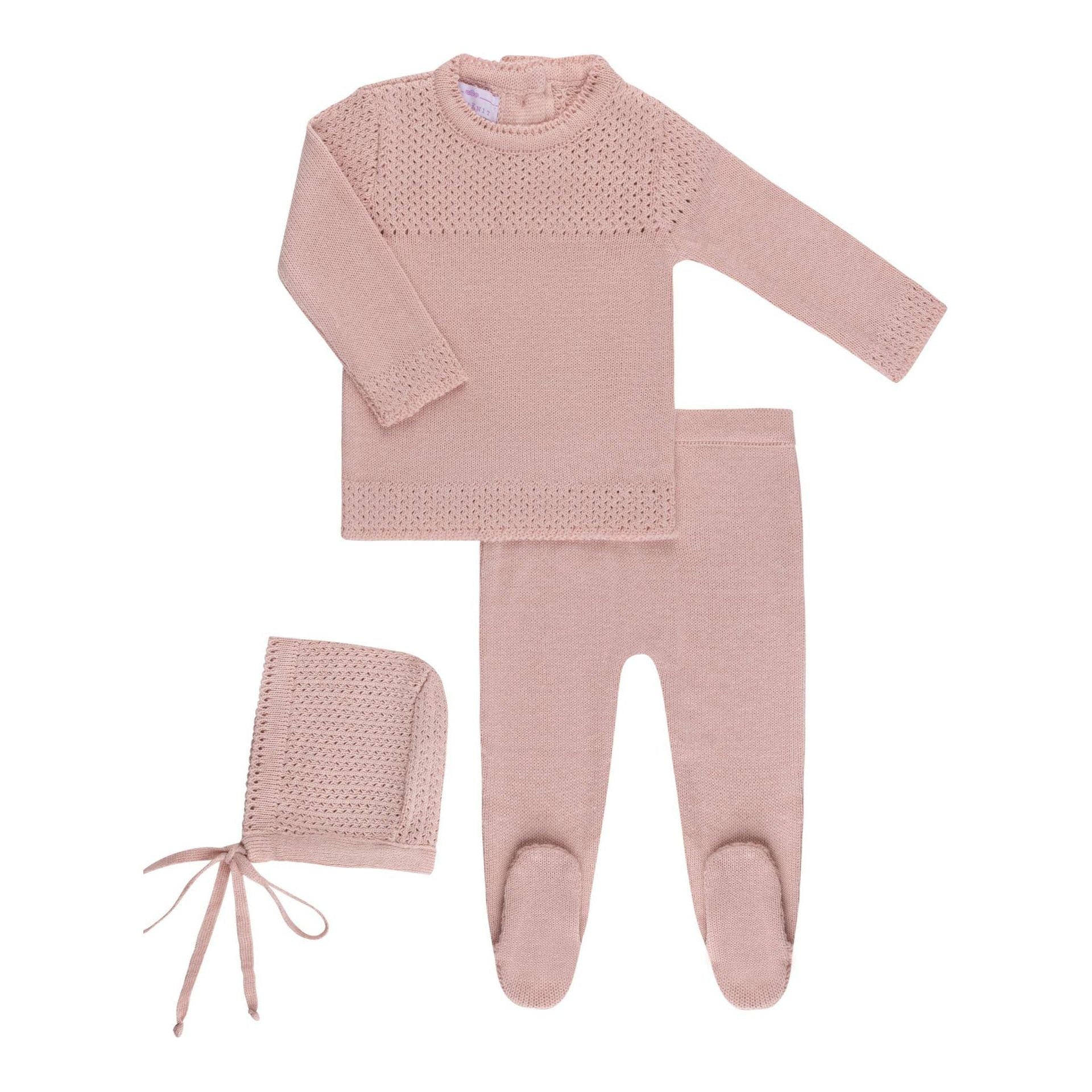 Bon Knit Tal Layette Set ~ Rose 3-6m