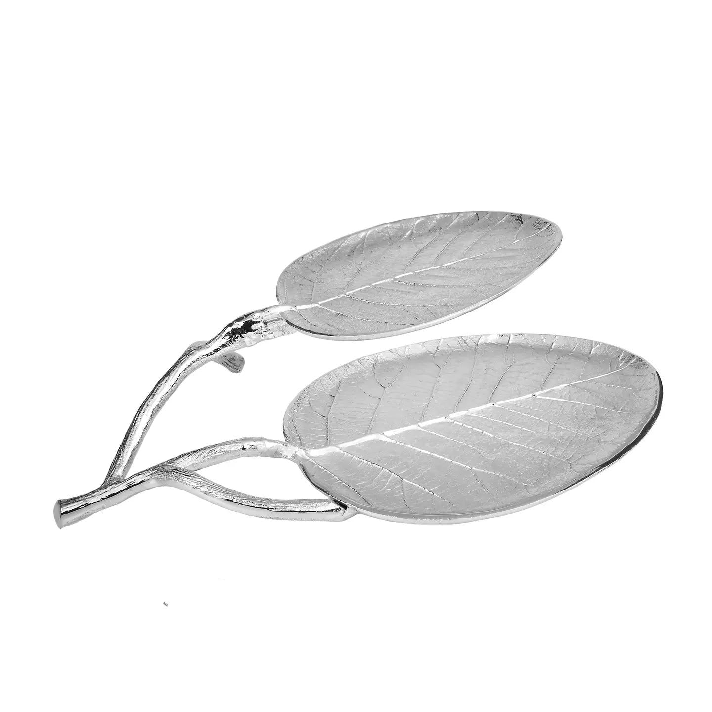 14.5”L Leaf Relish Dish Silver