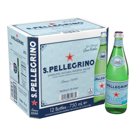 San Pellegrino Sparkling Water Glass Bottles, 750ml, 12 Pk