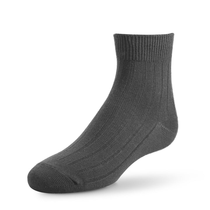 Zubii, Steel Grey, Crew Ribbed Sock