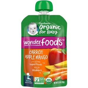 Gerber Organic 2nd Foods Pouches Carrot Apple Mango, 3.5 Oz