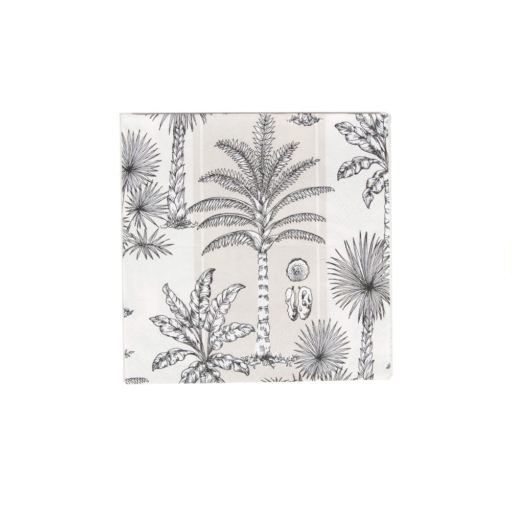 Caspari Southern Palms Flax White Luncheon Napkin