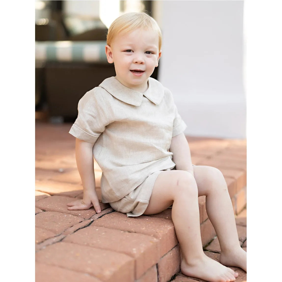 The Oaks Apparel John Tan Linen Kid's Short Set | 4