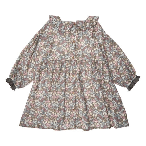 Tocoto Vintage Mini Liberty Flowers Dress Dark Grey 3Y