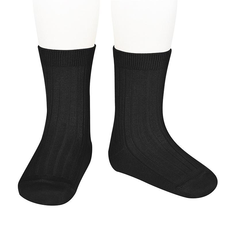 Condor Crew Cotton Ribbed Black Sock