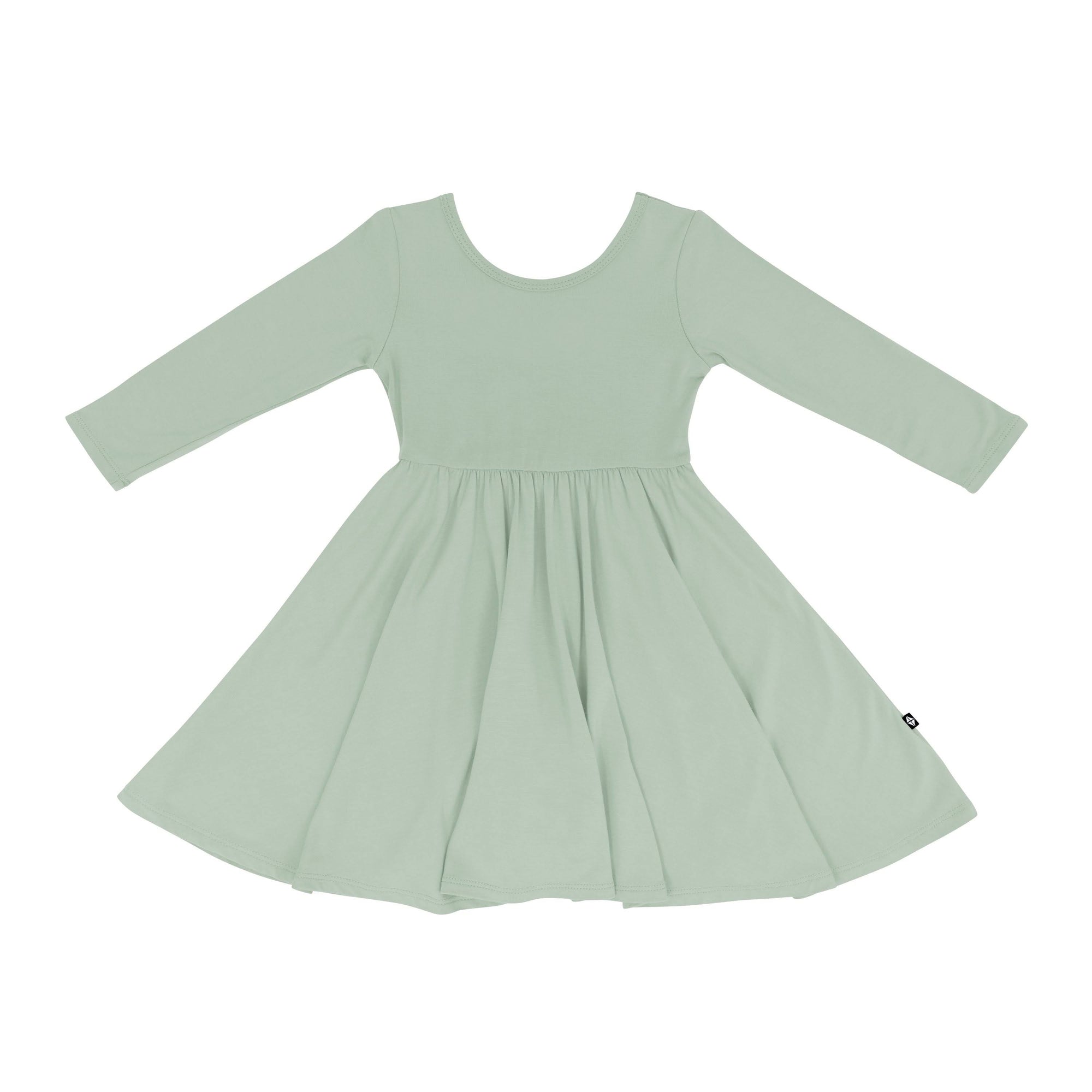 Kyte Baby Long Sleeve Twirl Dress in Thyme / 7T