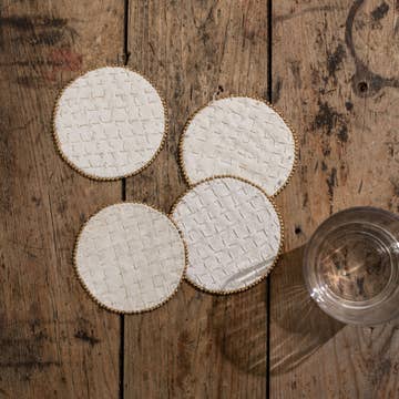 S/4 Recycled Fabric Round Coasters