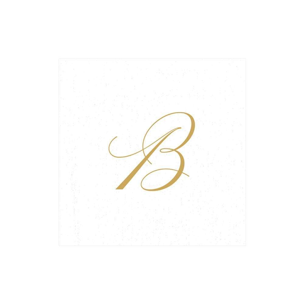 Caspari White Pearl Cocktail Napkin Box Airlaid with Initial B