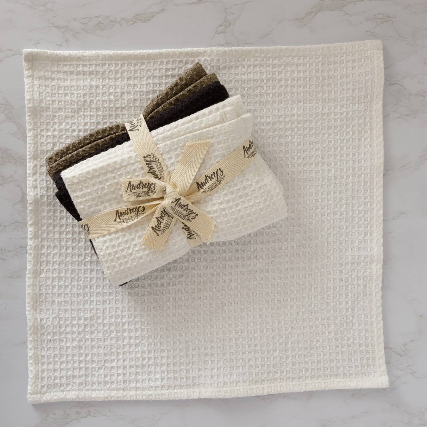 Dish Cloth Set - White, Black, And Gray Waffle