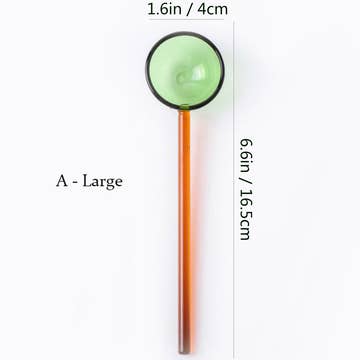 Long Handle Colorful Glass Spoon - Green&Orange - Large