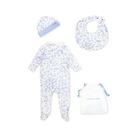 Atelier Babbi 3-Piece Newborn Set - Toile De Jouy / Blue | 0-3 M