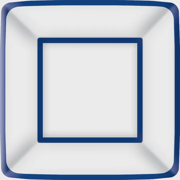 7" Square Paper Plate 8 count Classic Square Blue/White