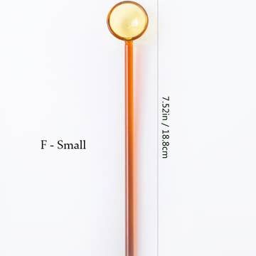 Long Handle Colorful Glass Spoon -  Yellow&Orange - Small