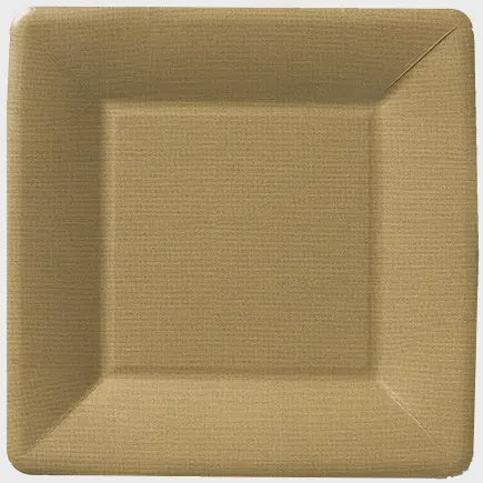 7" Square Paper Plate 8 count Classic Linen Gold