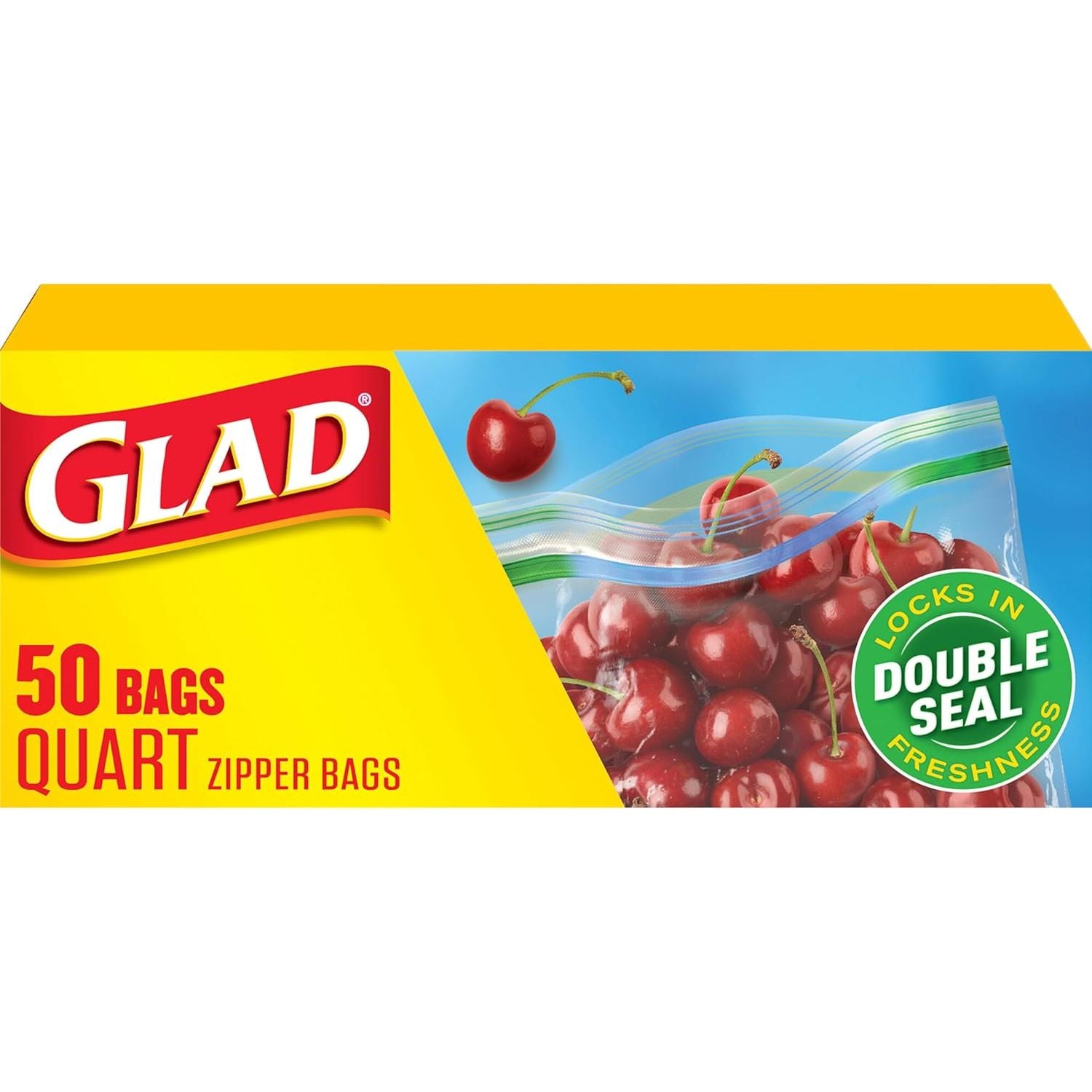 Glad Recloseable Quart Bags, 50 Ct