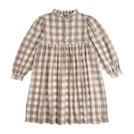 Tocoto Vintage Vichy Frames Kid Dress Grey / 4Y