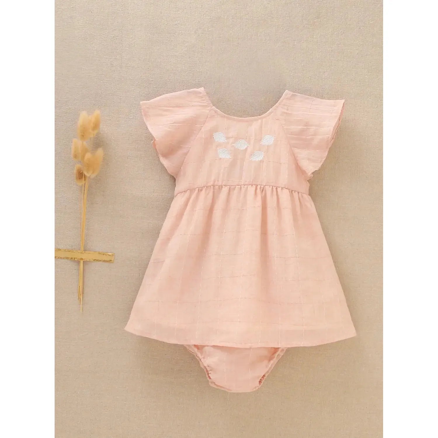 Dadati Pink Baby Girl's Dress with Embroidered Detail and Panties, 24m