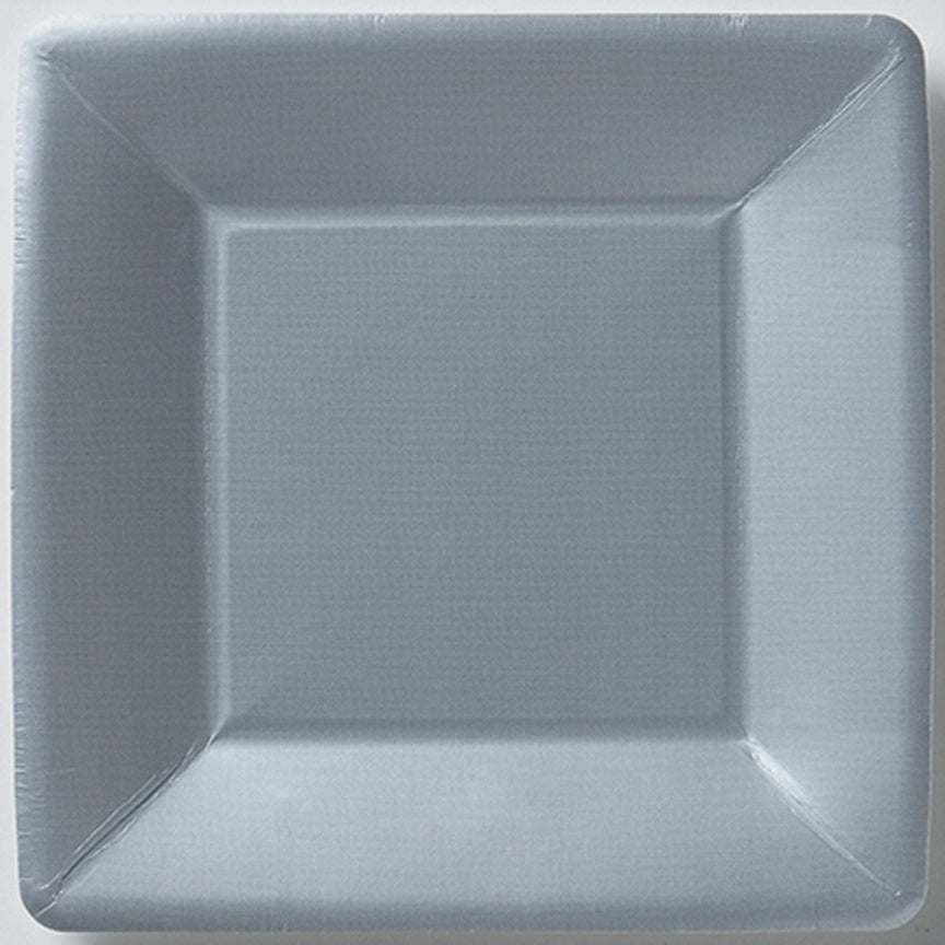 7" Square Paper Plate 8 count Classic Linen Silver