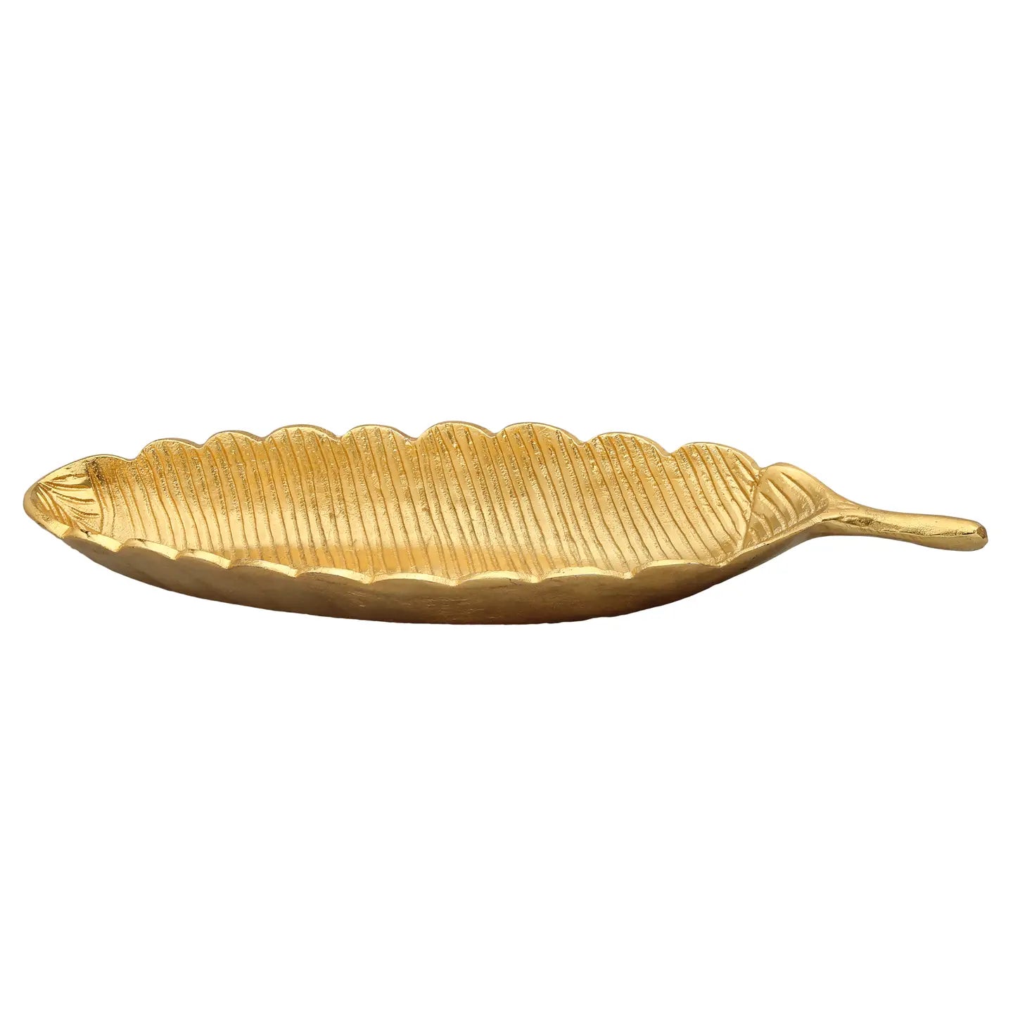 13" Gold Leaf Shaped Platter with Vein Design