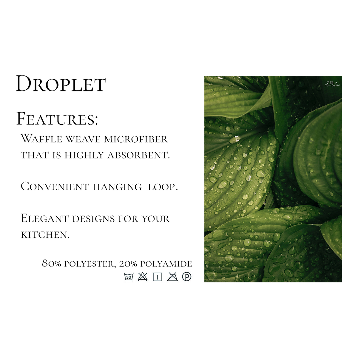 Zela Droplet Waffle Microfiber Dishtowel 45x65cm