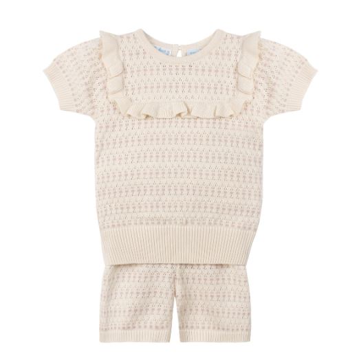 Feltman Brothers Girls Pointelle Jacquard Knit Set 2T / Ecru