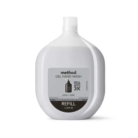 Method Gel Hand Wash Refill Vetiver + Amber, 34 Oz