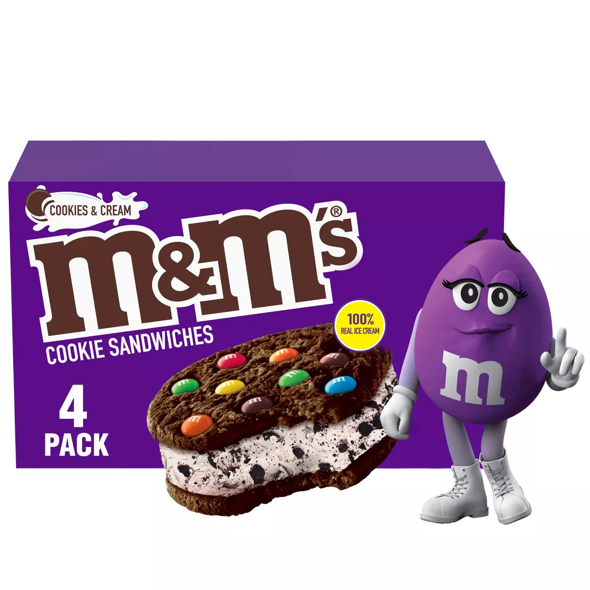 M&M Ice cream Cookies and Cream Sandwich, 4 Ct