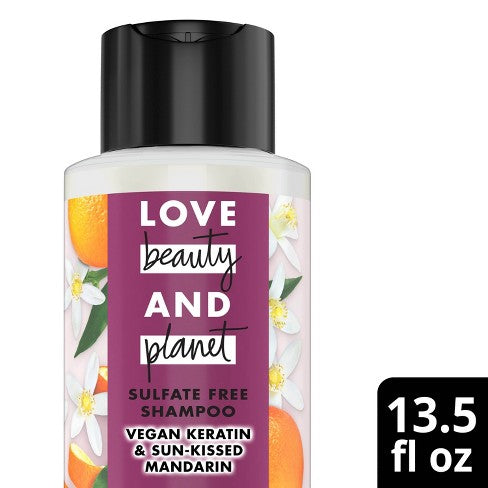 Love Beauty And Planet Vegan Keratin & Sun Kissed Mandarin Shampoo,  13.5 Oz