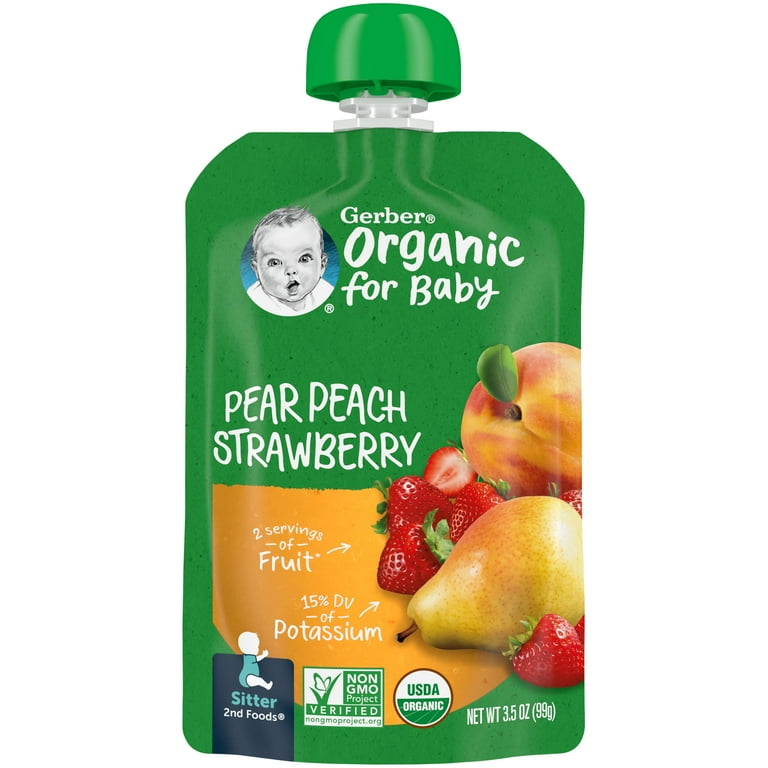 Gerber Organic 2nd Foods Pouches Pear Peach Strawberry, 3.5 Oz