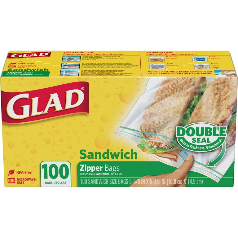 Glad Recloseable Sandwich Bag, 100 Ct