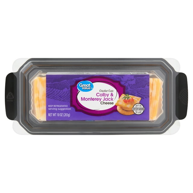 Great Value Colby Jack Cracker Cuts sliced Colby and Monterey Jack Cheese 10oz