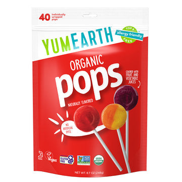 YumEarth Organic Pops, 8.5 Oz, 40 Ct