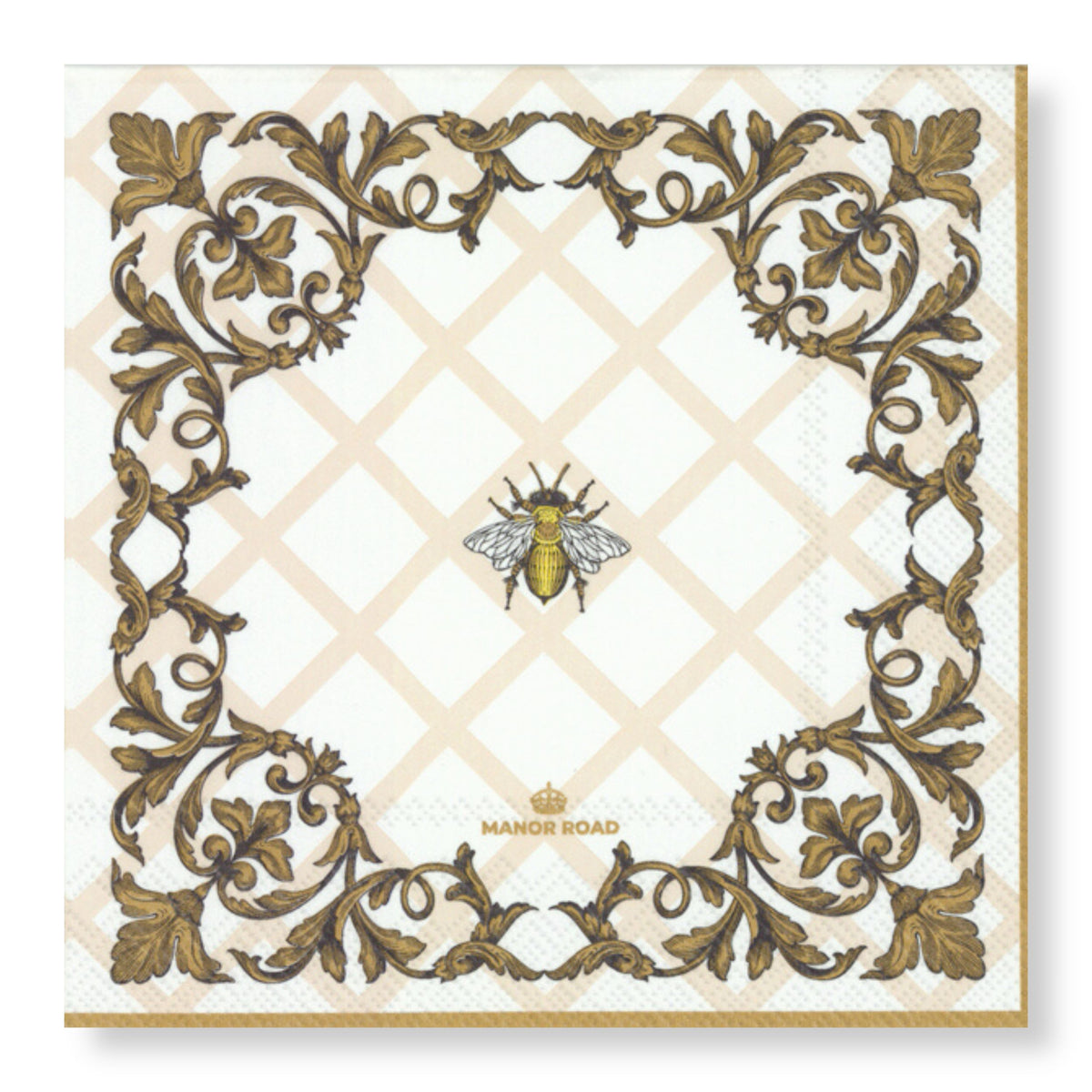 Manor Road Ornamental Bee Dinner Napkins 20Pk