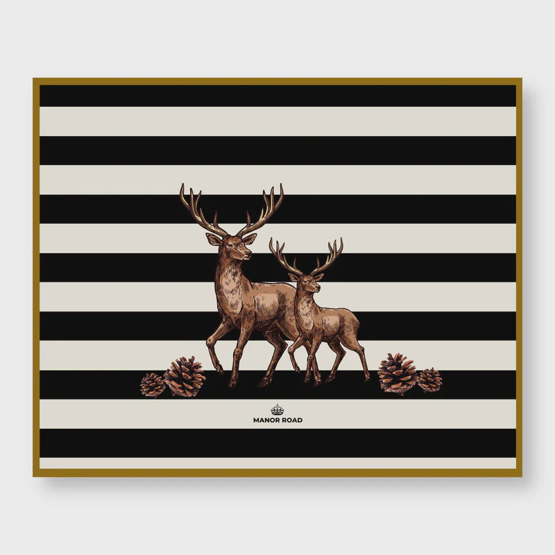 Place Mats Manor Road Striped Deer 30 pk