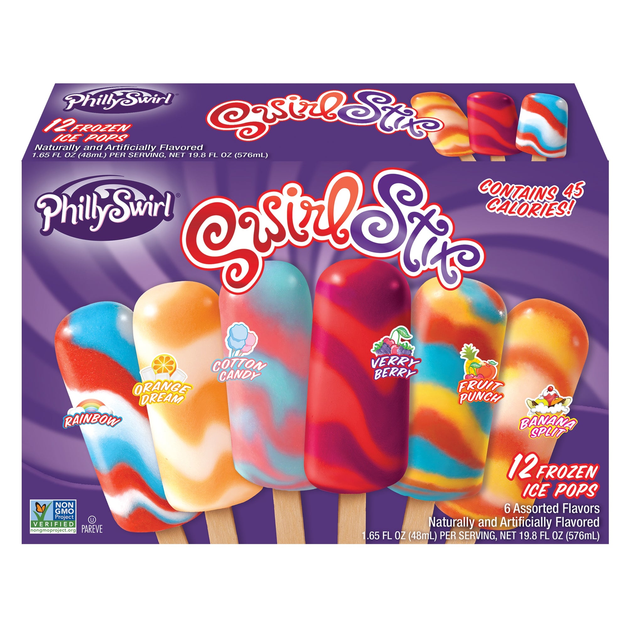 PhillySwirl Assorted Flavors Swirl Stix, 19.8 Oz, 12 Ct