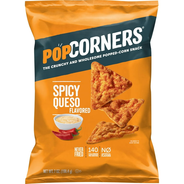 Popcorners Popped Corn Chips, Spicy Queso, 8 oz Bag