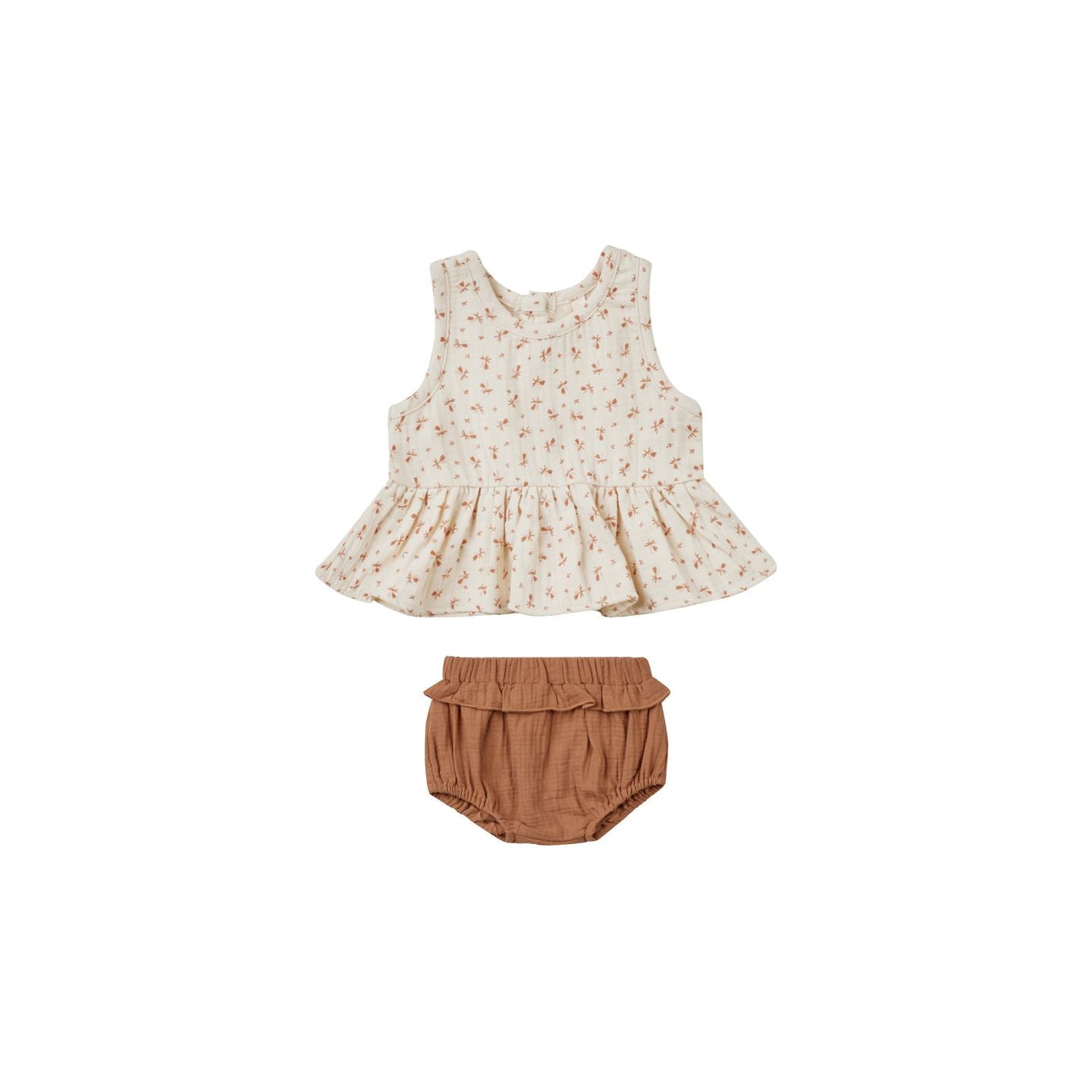 Rylee & Cru sleeveless peplum set in clay ditsy 18-24M