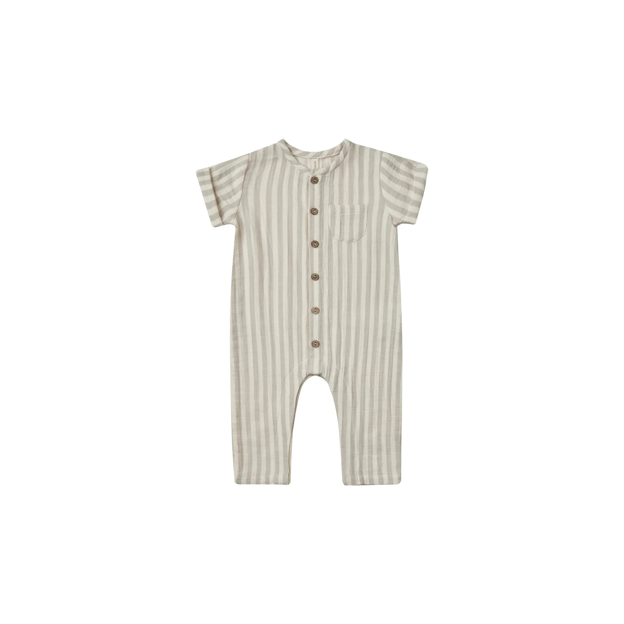 Rylee & Cru charlie jumpsuit in ash stripe 18-24M