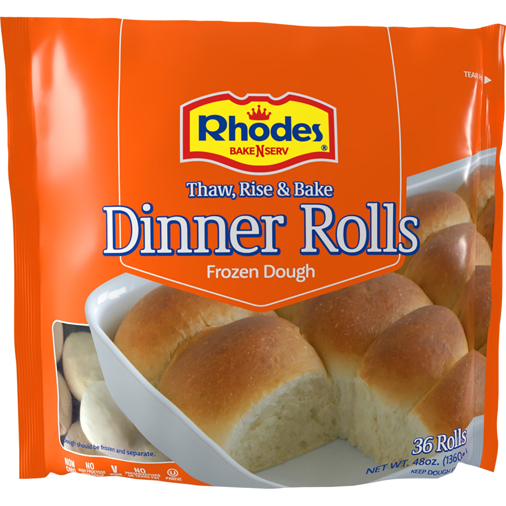 Rhodes Thaw, Rise & Bake Yeast Dinner Rolls, 3 lbs, 36 Ct