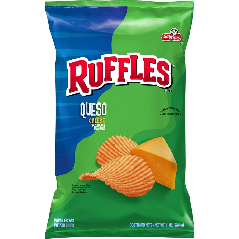 Ruffles Potato Chips, Queso Cheese, 8 Oz