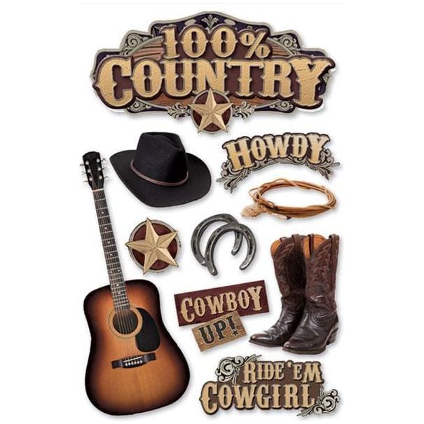 100% Country 3D stickers